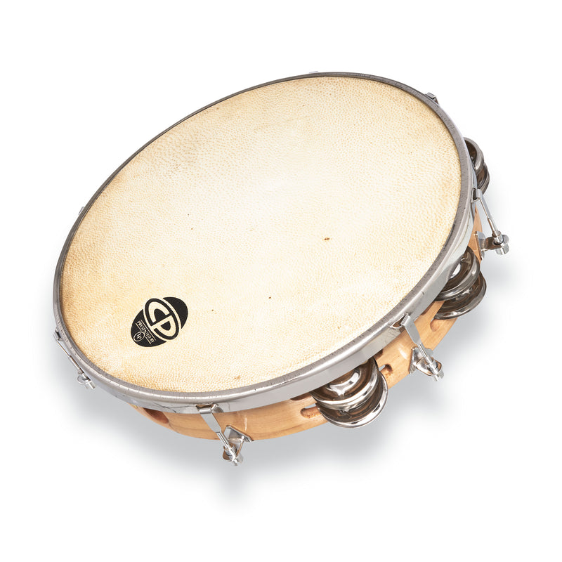 CP by Latin Percussion CP391 10" Handheld Double Row Tunable Wood Tambourine - Steel Jingles