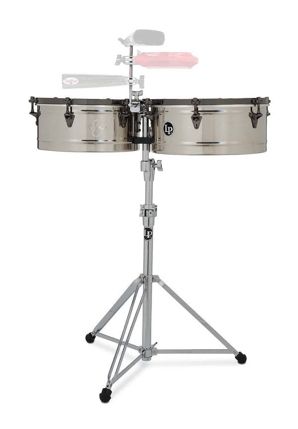 Latin Percussion LP1415-EC 14" and 15" E-Class Top-Tuning Timbales - Stainless Steel with Black Nickel Hardware