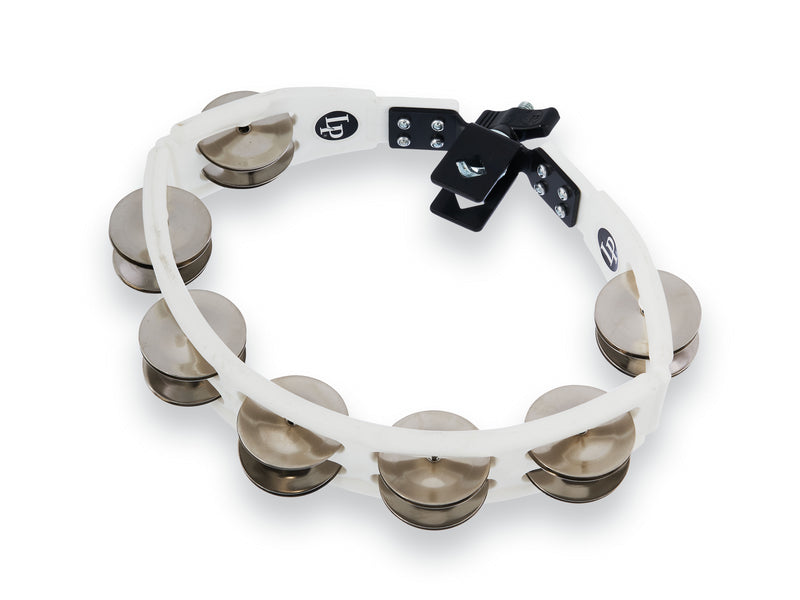 Latin Percussion LP162 Cyclops Mounted Tambourine - White with Steel Jingles